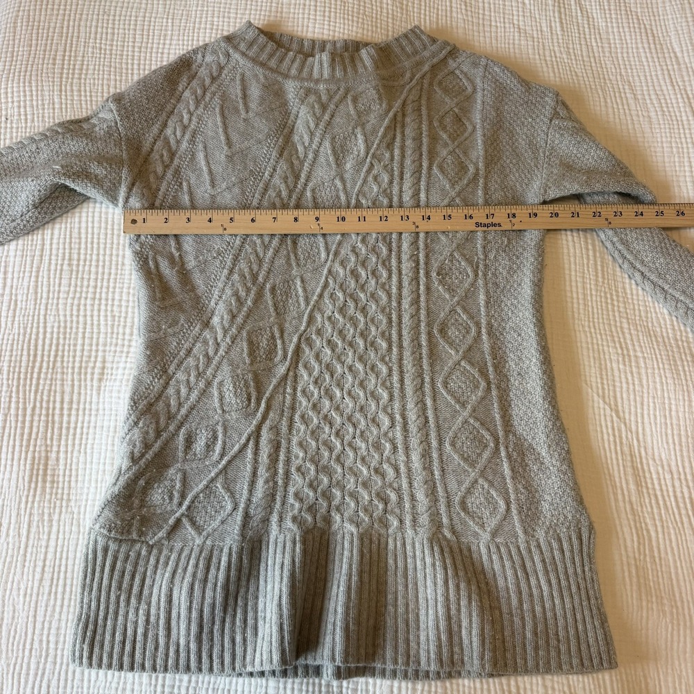 J. Crew Heather Grey Wool Blend Cableknit Tunic Sweater (M) Boatneck Cozy Cabin - Picture 6 of 7